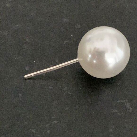 Luminous Large Faux Pearl Stud Earrings, 10mm, Silver Plated, Classic Style Gift - Picture 6 of 10